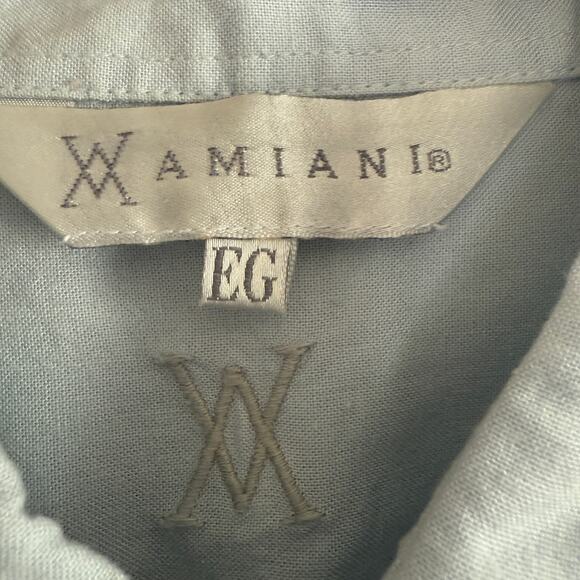 AMIANI Light Blue Linen Modal Blend Short Sleeve Button Down Shirt Extra Large - Picture 3 of 8